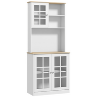 183cm Sideboard Grid Glass Doors Shelves Kitchen  72" Solid w/Glass Door
