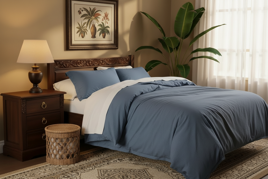 Washed Cotton Duvet Cover Set — 3-Piece, 16 Colours, 12 Sizes