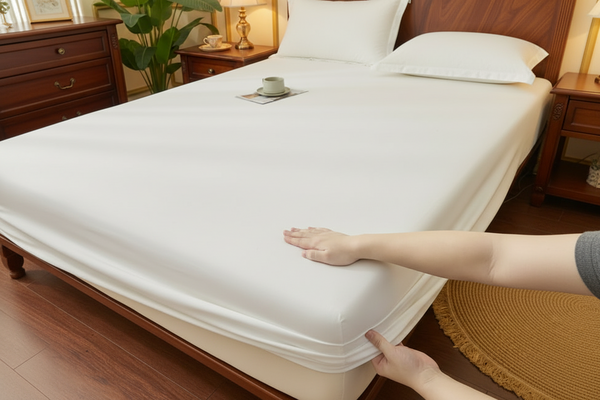Washed cotton fitted sheet